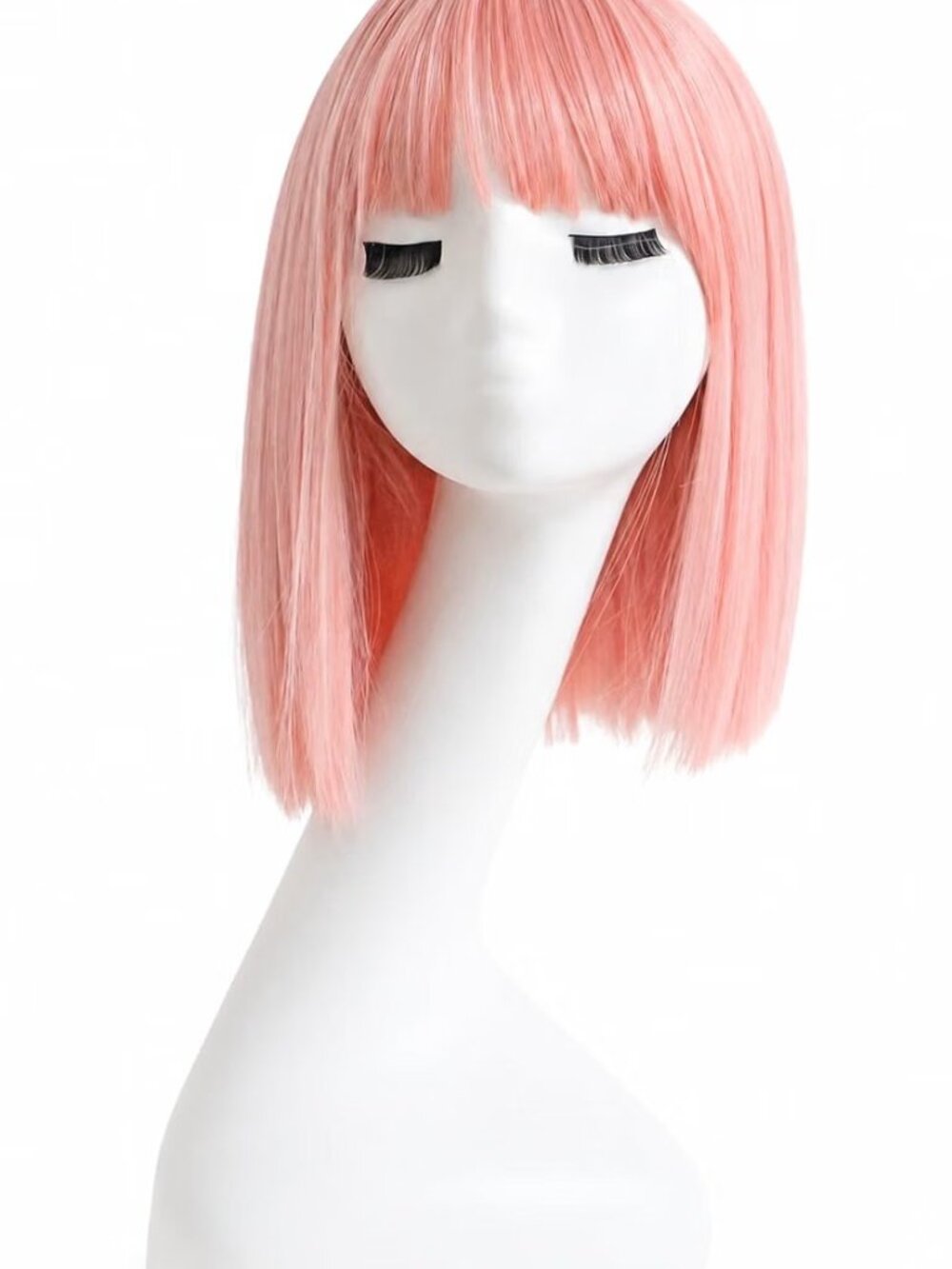 Pink Bob Wig with Bangs and Wig Cap
